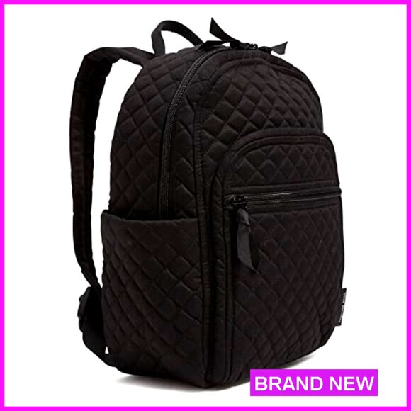 Small Quilted Cotton Backpack with Adjustable Straps and Pockets main image 5